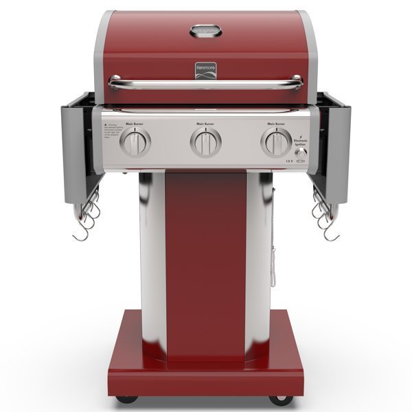 Kenmore3-BurnerPropaneGasGrillwithFoldableSideTablesforOutdoorBBQ-49811068.jpg Kenmore 3-Burner Propane Gas Grill with Foldable Side Tables - Image 1
