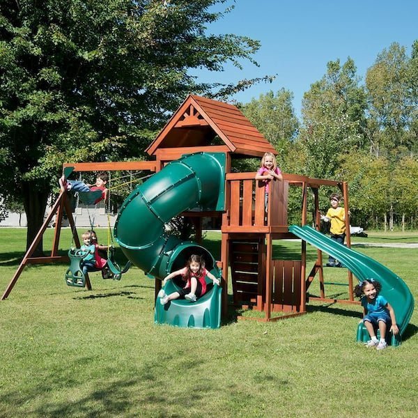 swing-n-slide-playsets-swing-sets-pb-8020-64_600.jpg DIY Grandview Twist Deluxe Wood Outdoor Playground Set with Slides, Rock Wall, Swing Set, and Playground Equipment - Image 1
